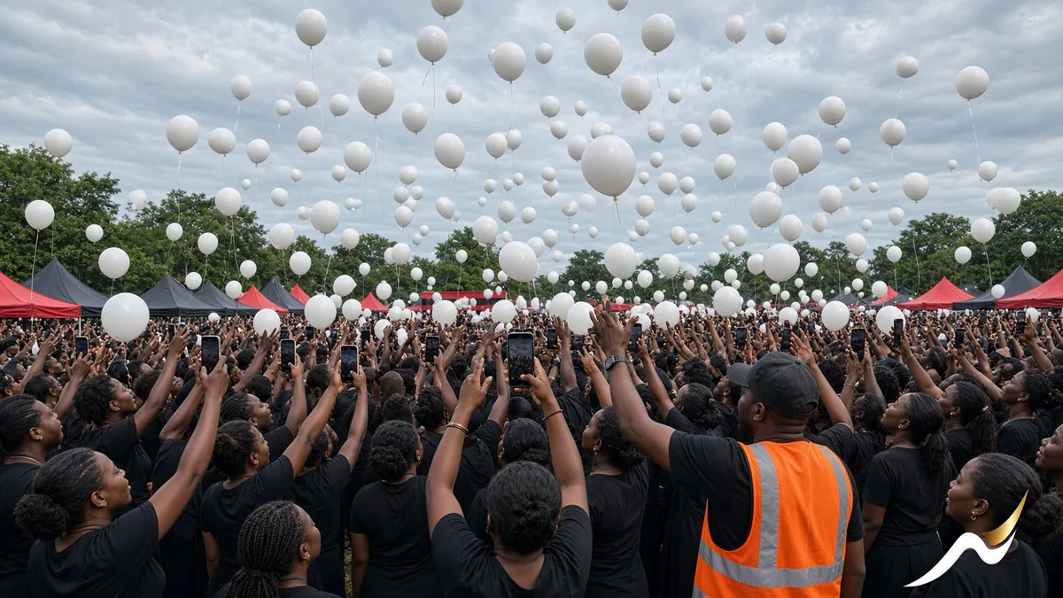 Photo 3 from: Ghanaian singer Sister Derby criticises balloon releases at funerals as plastic pollution
